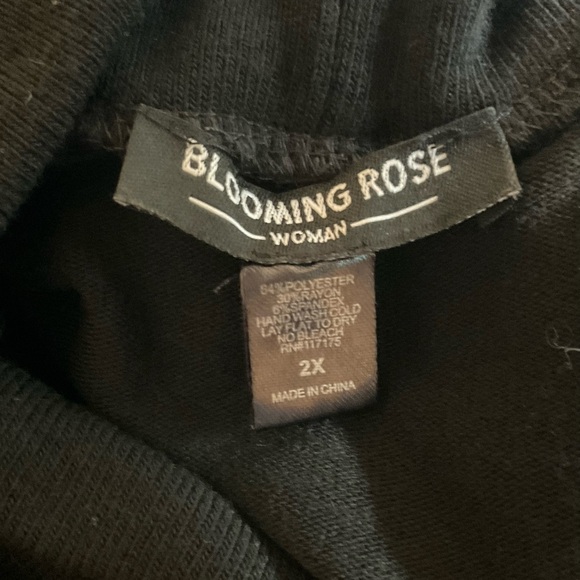 Blooming Rose Witchy 2X Black Jersey Maxi Dress Silver Dot Trim Bat Wing Hem - Picture 2 of 15